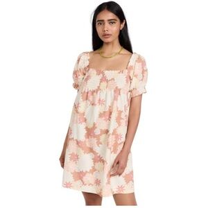 NEW! Faherty Ramona dress warm jicaro island floral print cream dusty pink S